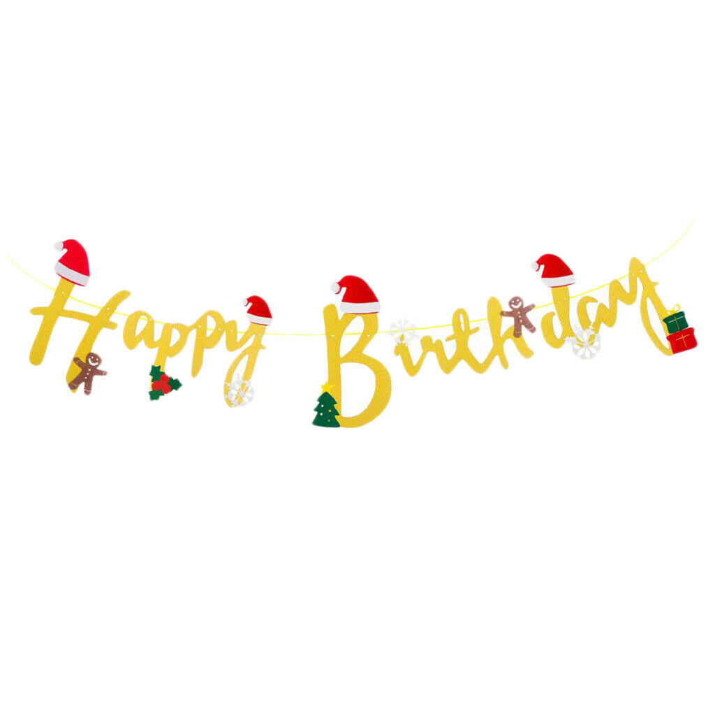 Happy Brithday Bunting Banner Birthday Party Decoration Supplies Golden