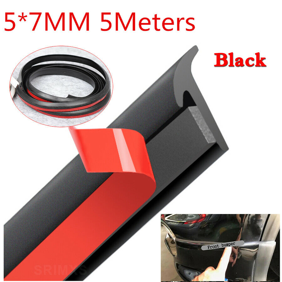 5M 5*7mm Black Car Front Rear Bumper Lip Fender Headlight Rubber Sealing Strips