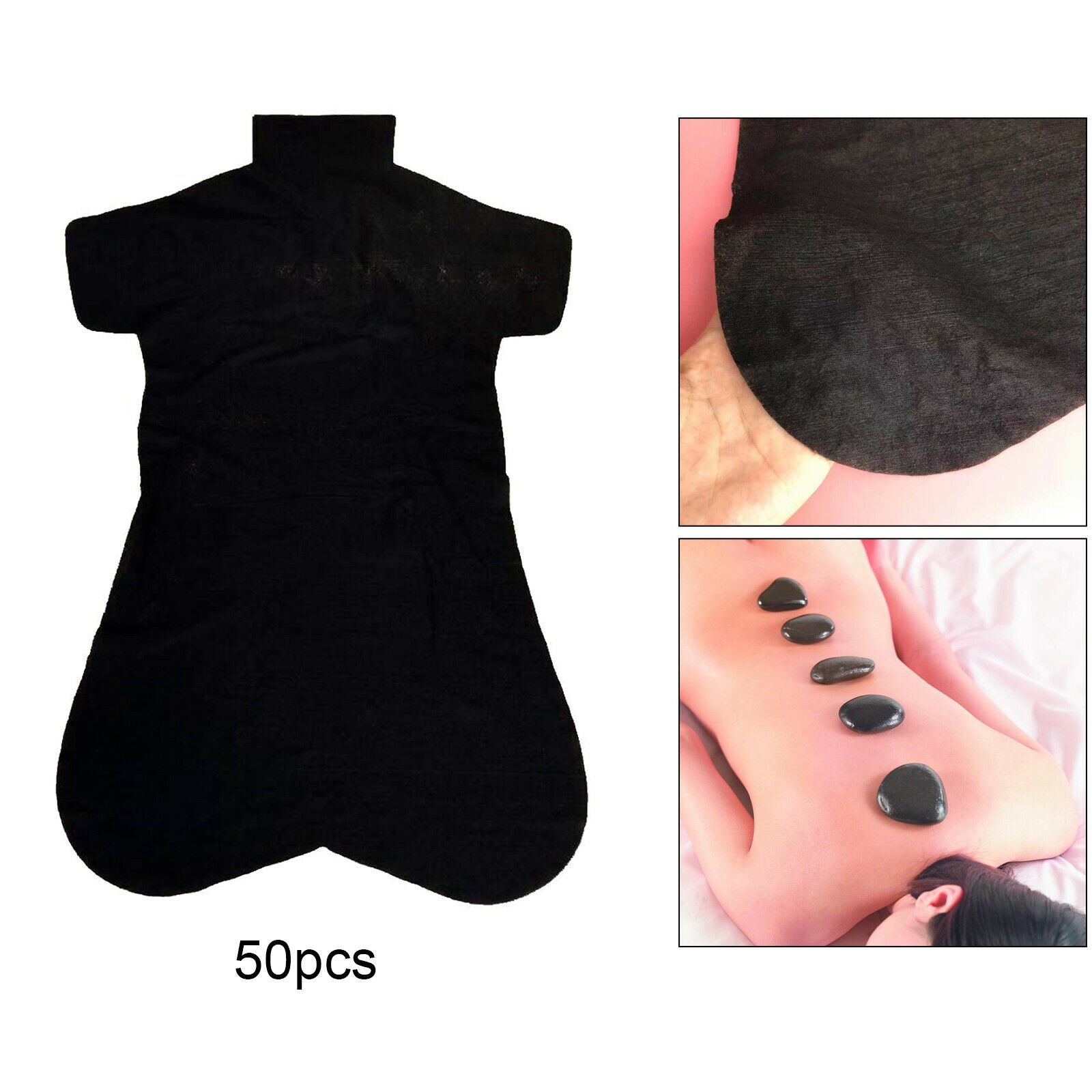 50 Packs Disposable Back Shaped Pads DIY Back Sheet Non-woven Fabric Black