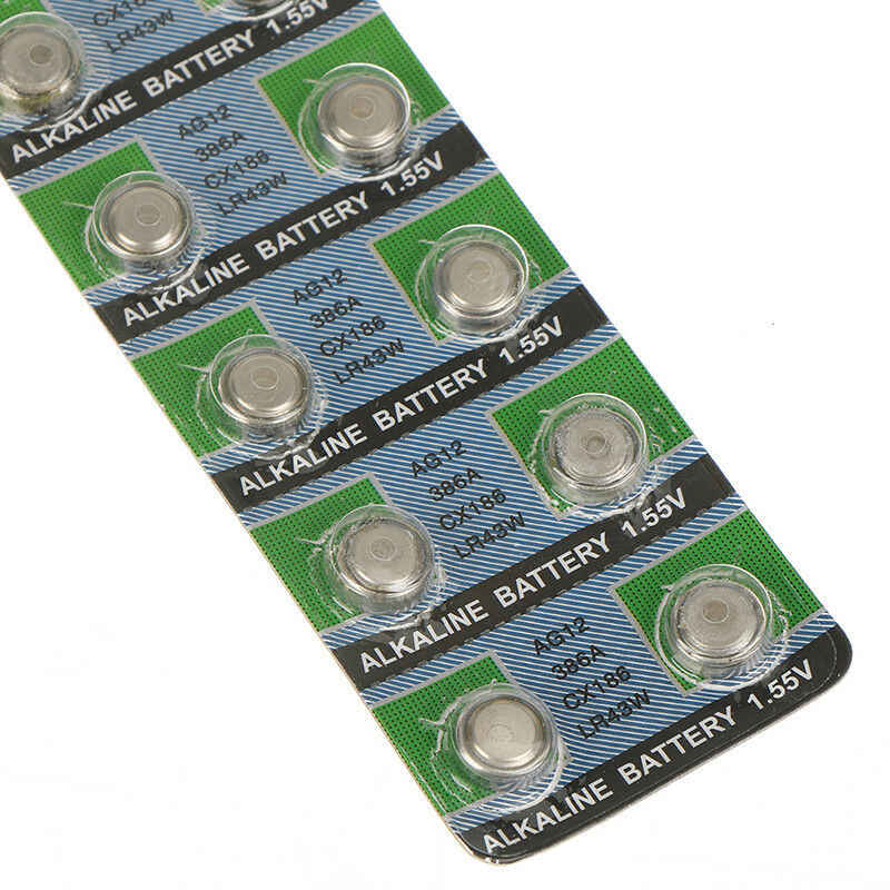 10Pcs Batteries AG12 LR43 L1142 SR43 386A Watch camera Coin Button Cell BatterBD