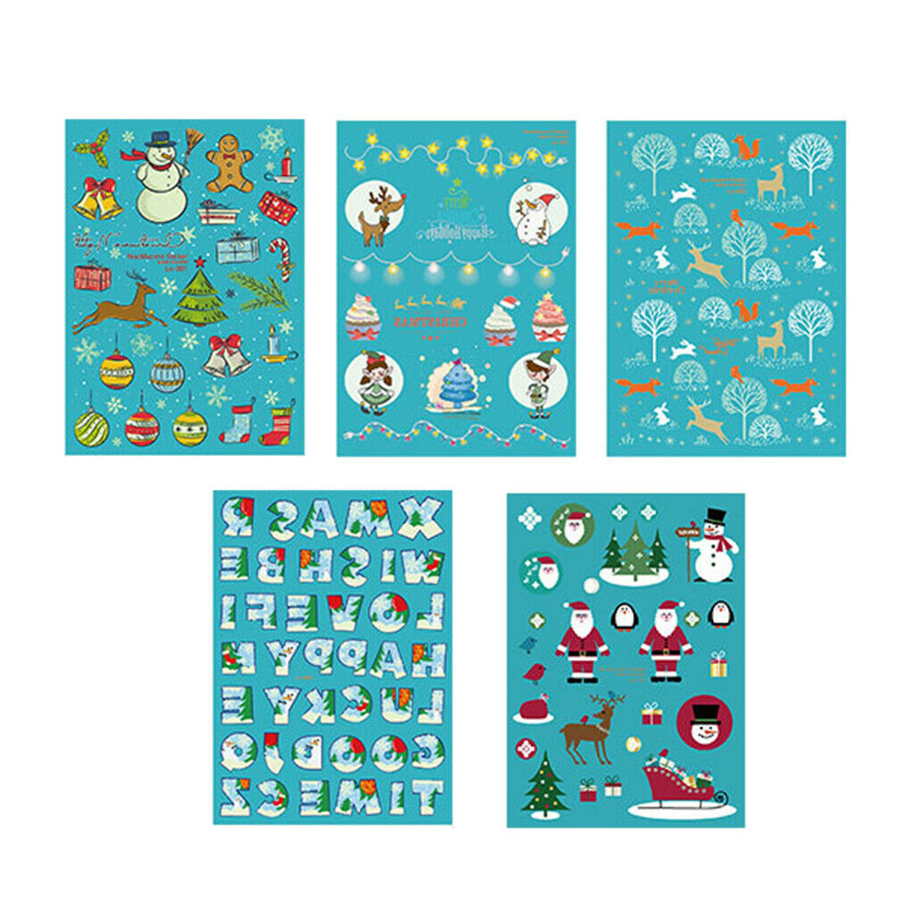 5 lot Temporary Body Art Stickers Christmas Santa Elk Letters Decals Set