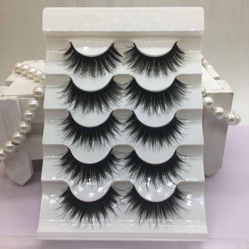 5Pairs 100% Real Mink Makeup Cross False Eyelashes Eye Lashes Handmade Thick US