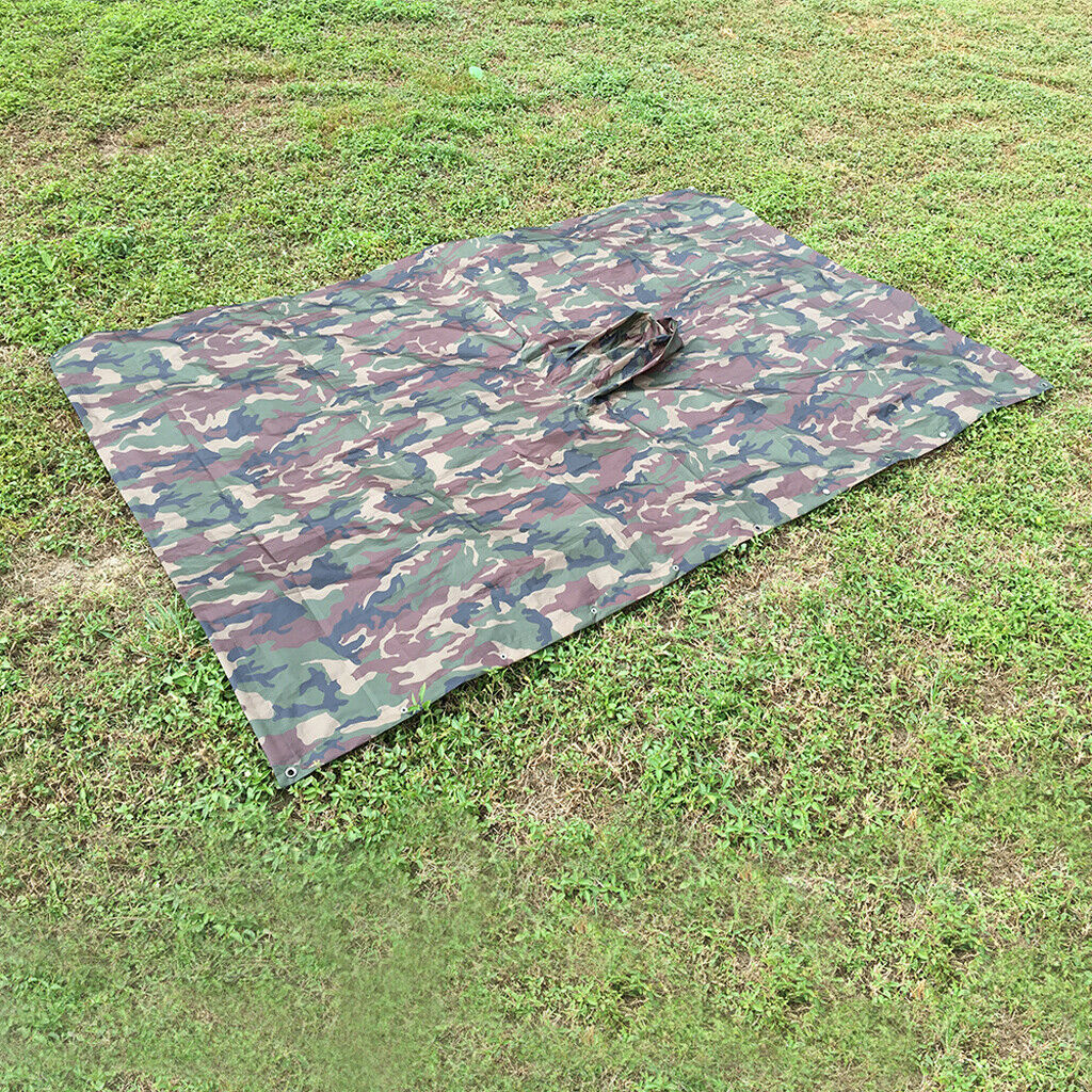 Waterproof Hooded Ripstop Rain Poncho   Camouflage Camping Raincoat