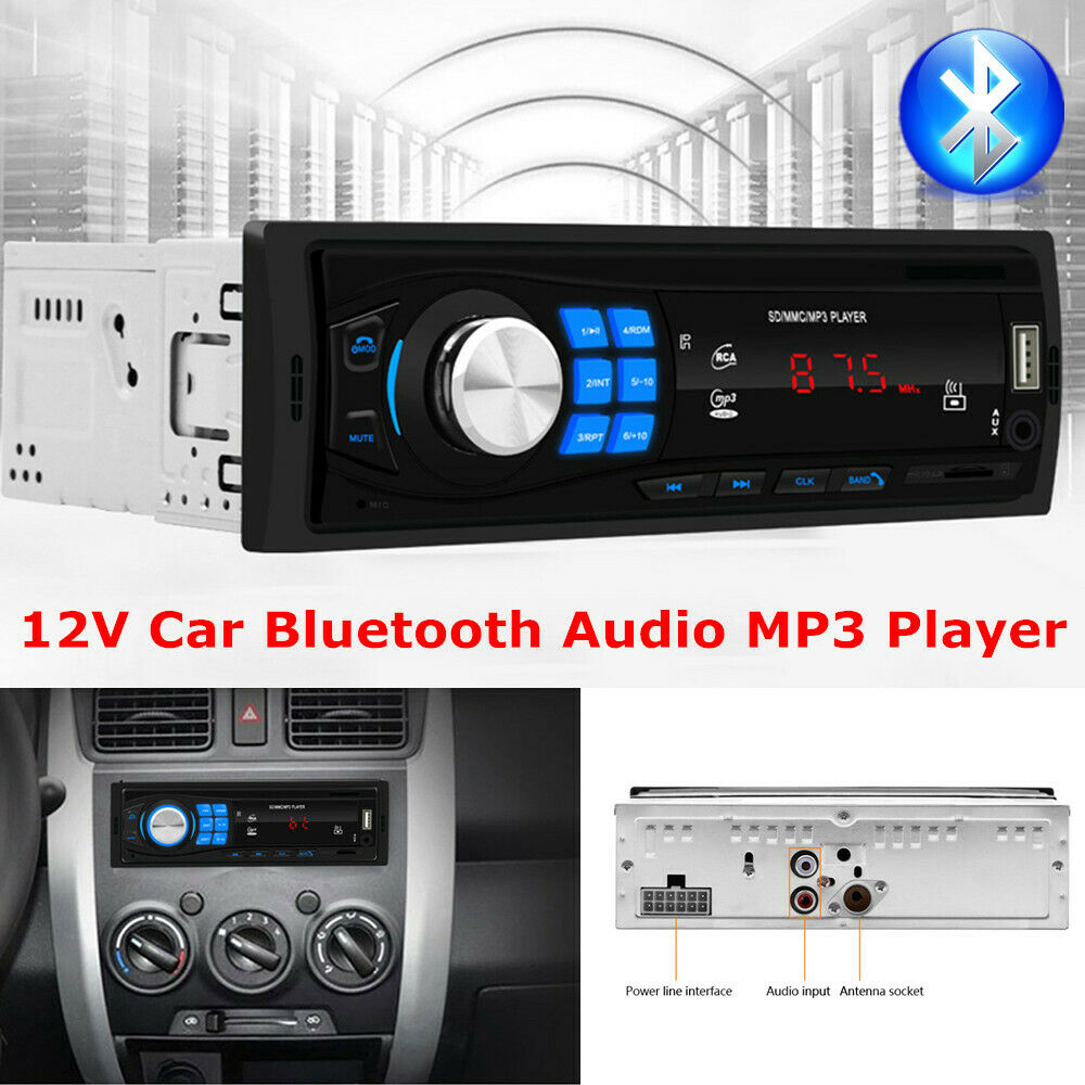 12V 1DIN Bluetooth MP3 Player SD U Disk FM Radio Audio Remote Control Conversion