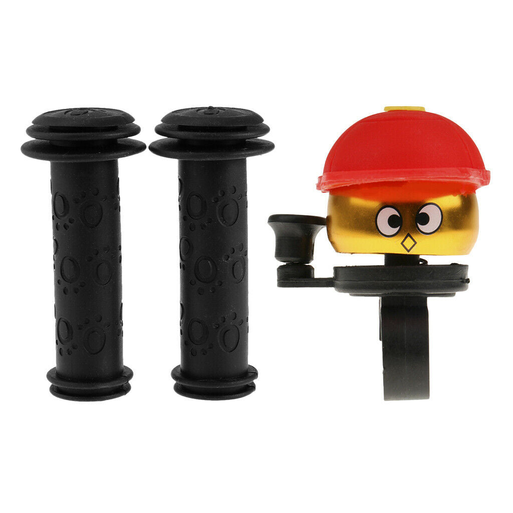 110mm Non-slip Rubber Kids Bicycle Handlebar Grips And  Bell Bell