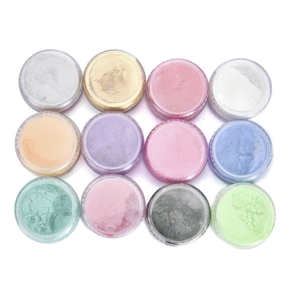 12 Color Glitter Making Bath Bomb Soap Dye Eye Shadow Makeup Pigment Mica Powder