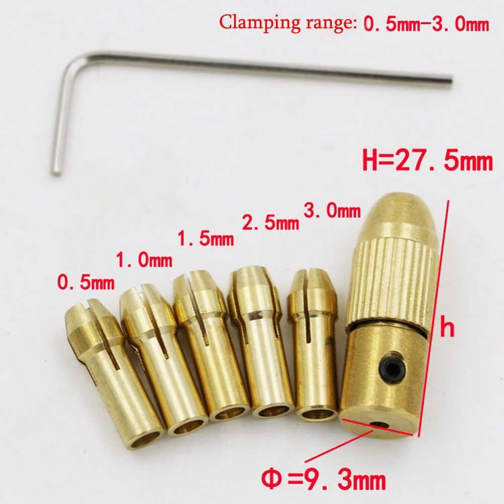 8pc 0.5-3mm Small Hand Electric Drill Collet Set Mini Micro Twist Chuck Tool