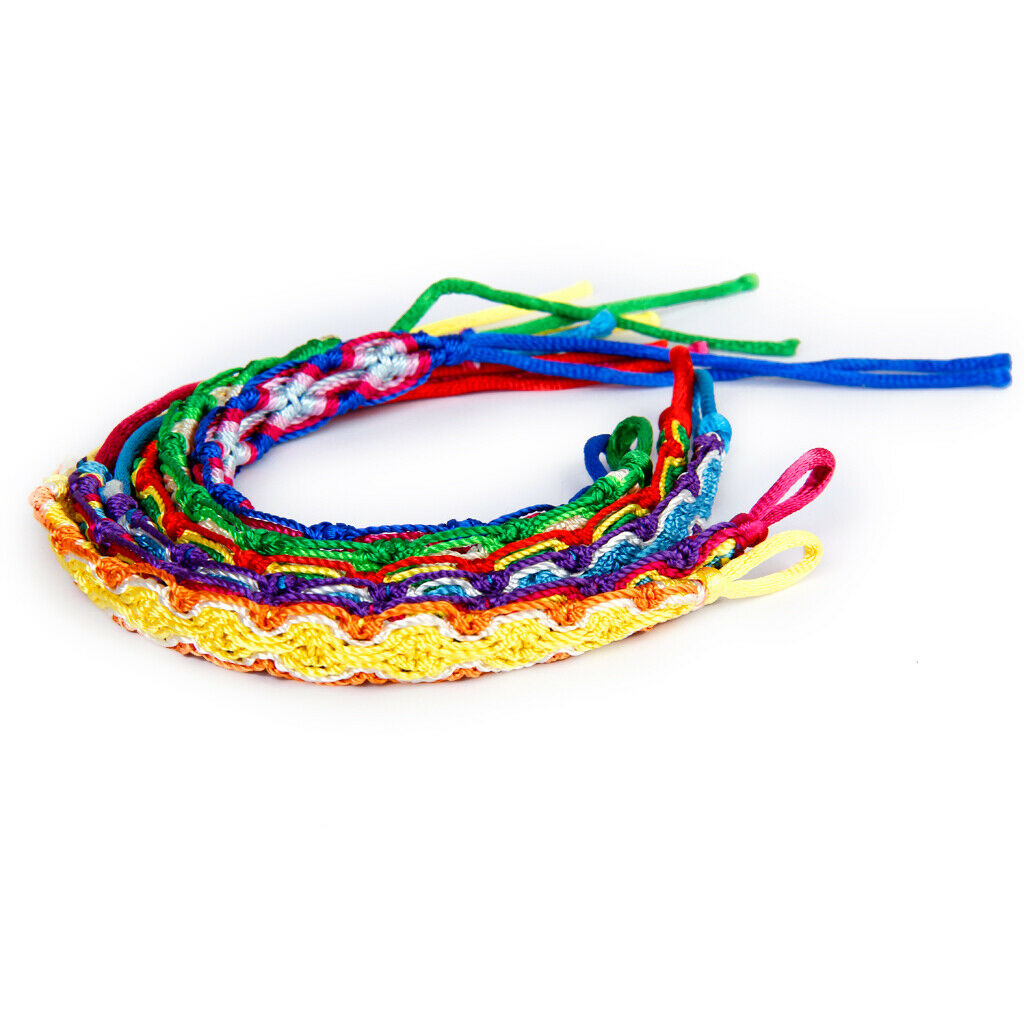 6 lucky woven braided friendship bracelets cuff bracelet