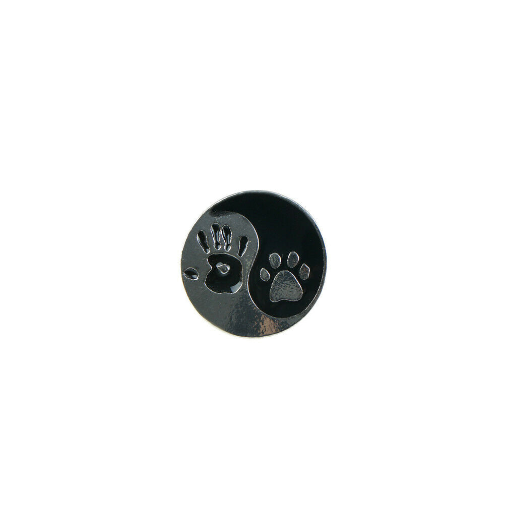 Taiji black&white round pendant Human hand print&dog paw print pins Brooch S Tt