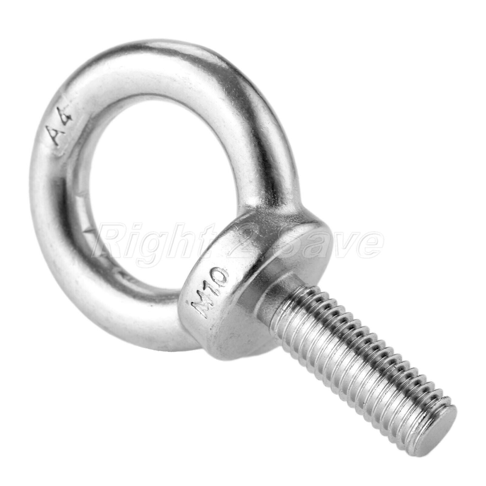 1 Piece 316 Stainless Steel Lightweight Polished Finish Lifting Eye Bolt M10*30