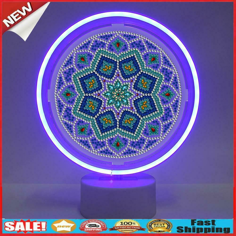 5D DIY Special Shape Diamond Painting Cross Stitch Mandala LED Night Light @
