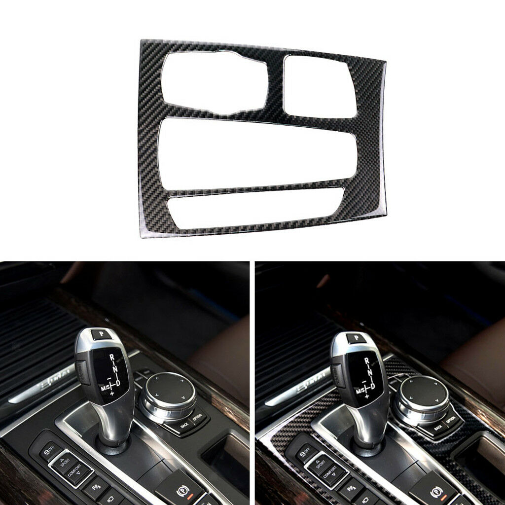 Carbon Fiber Refit Interior Gearshift Panel Trim For BMW X5 X6 F15 F16 14-17