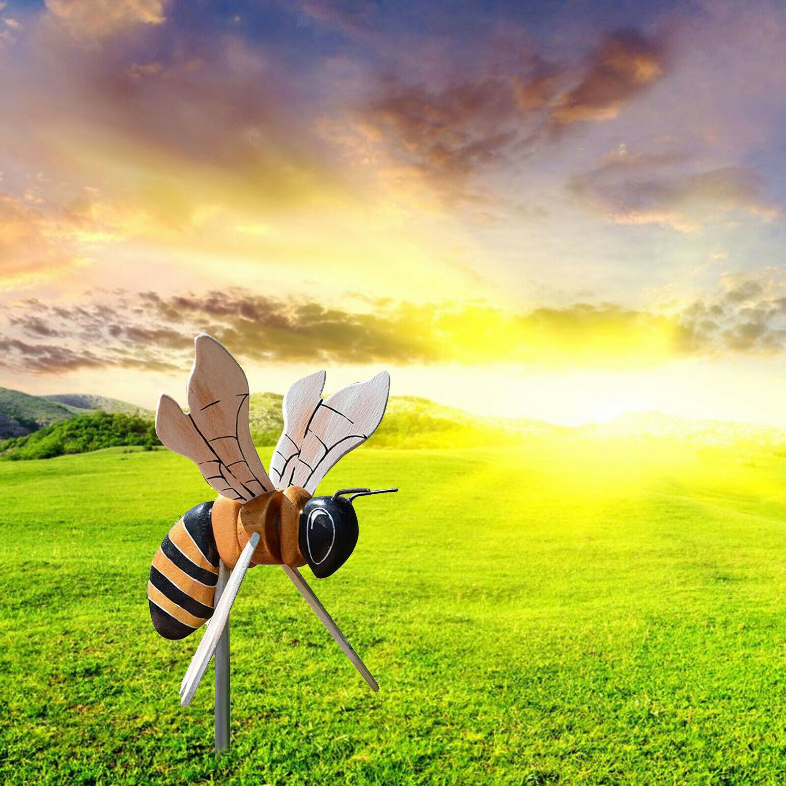 Decorative Bumble Bee Wind Spinner Yard Garden Lawn Yard Ornament Windmills
