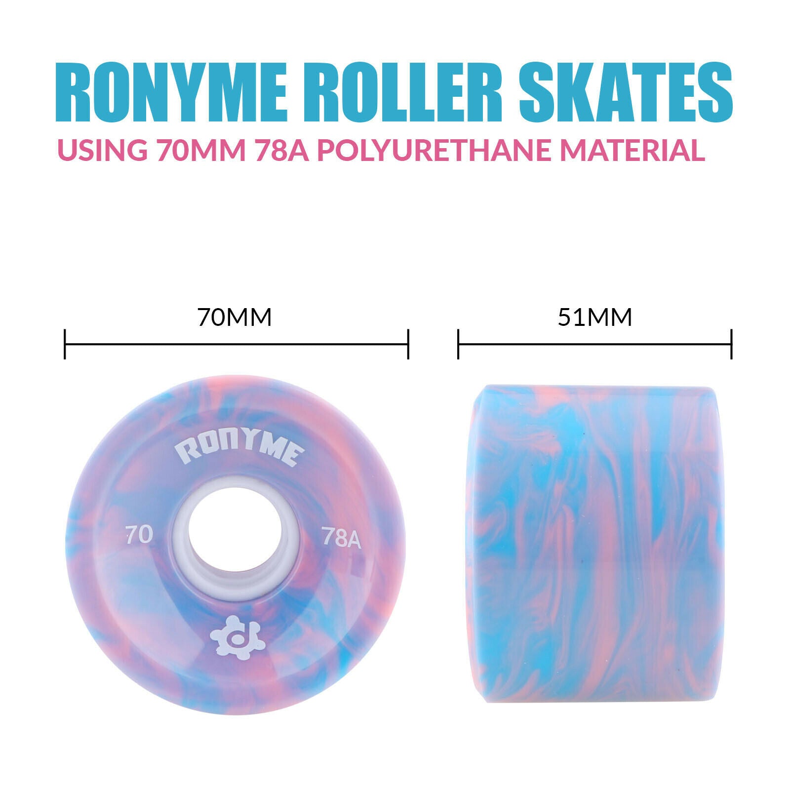 8 Pieces Skateboard Wheels 70x51mm High Performance PU Roller 78A Wheel