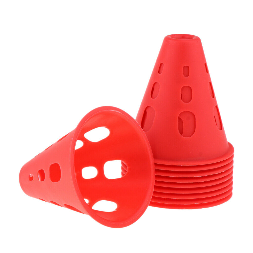 2X  10pcs Plastic Windproof Roadblock Sport Training Traffic Road Cones Red