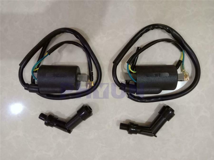 for CL450 CB450 CB500 CL500 Twin One pair 12V Ignition Coils and Spark Plug Caps