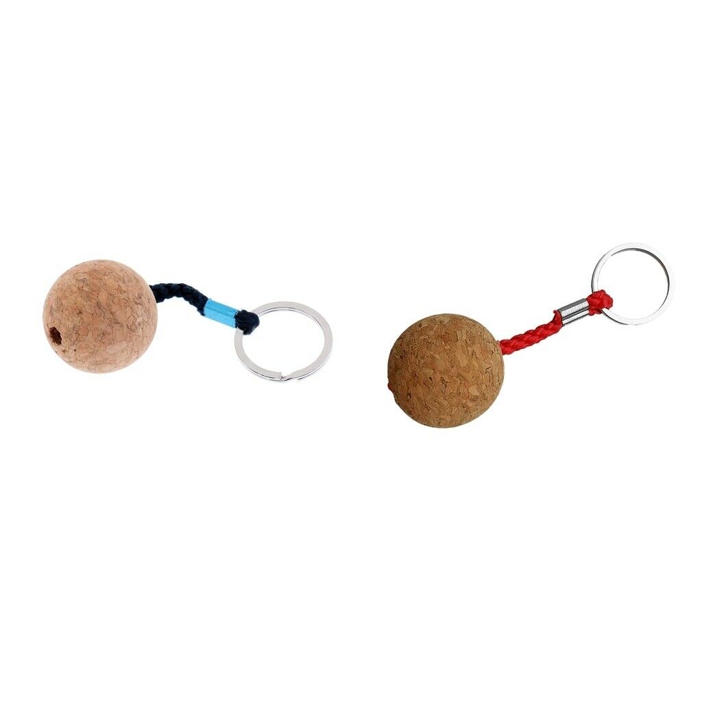 2Pcs Float Wooden Cork Keyring Key Holder for Marine Boat Yacht Kayak Dinghy