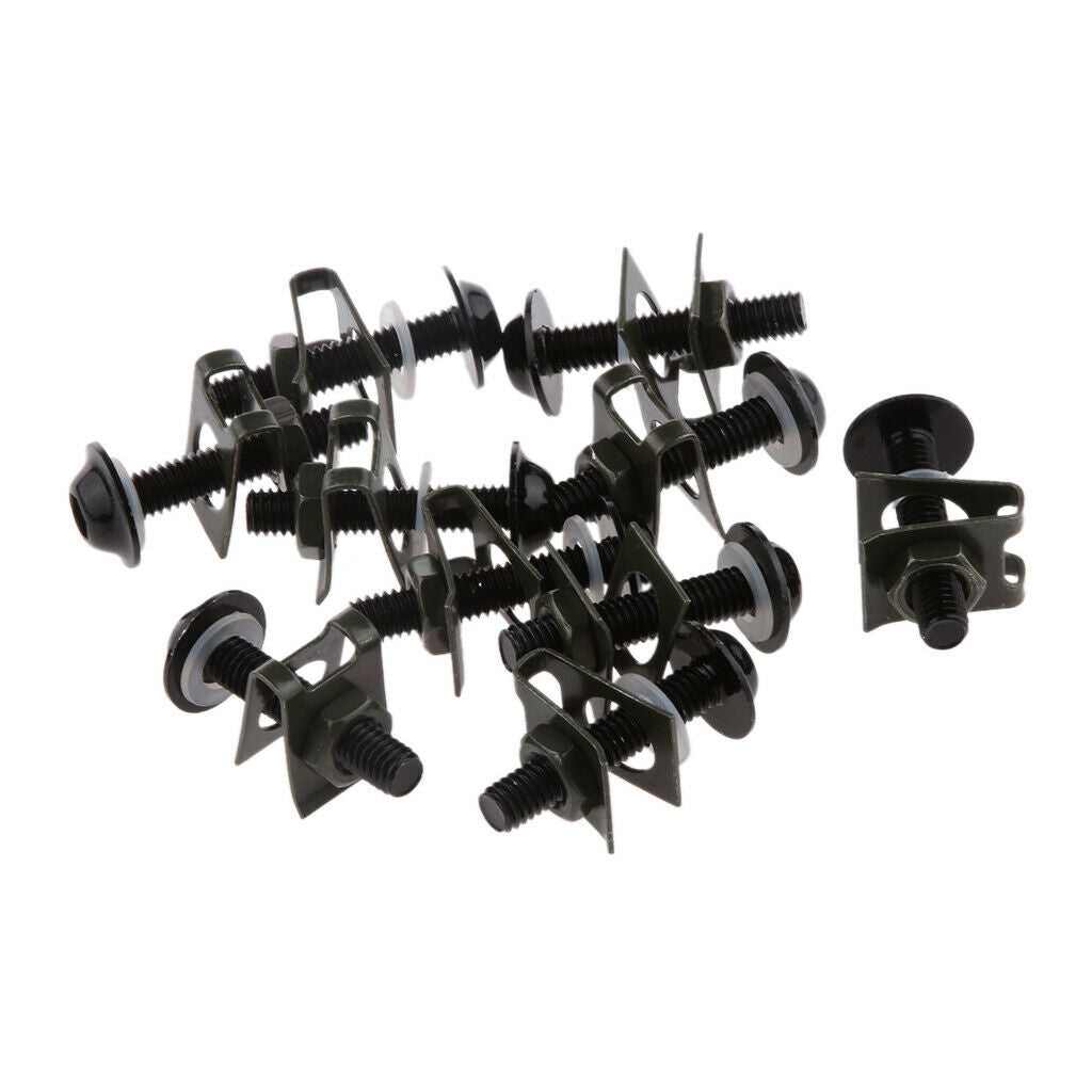 10x Black CNC M6 Fastener Speed Bolts Kit Fairings Screw Mounting Nut Clip