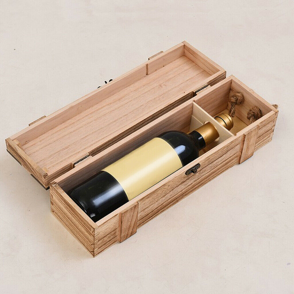 2Pcs Personality Wood Single Wine Box Carrier Best Gift Packaging Case