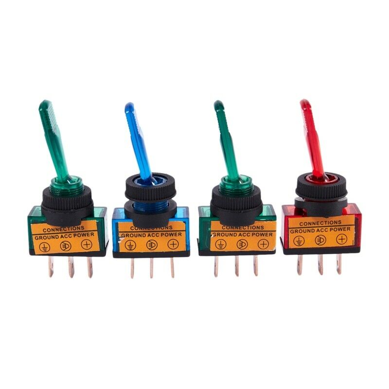 4PC 12V DC 20A LIGHT ILLUMINATED TOGGLE SWITCH CONTROL CAR BOAT DASH SPST ON/OE8