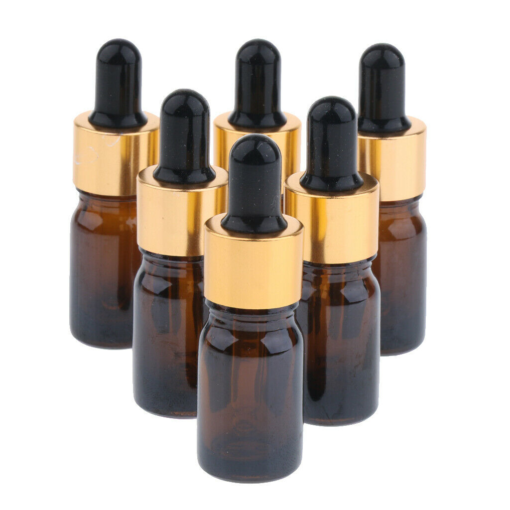 6pcs Empty Dropper Bottles Refillable Portable Jar Cannnings for Cosmetics - 5ml