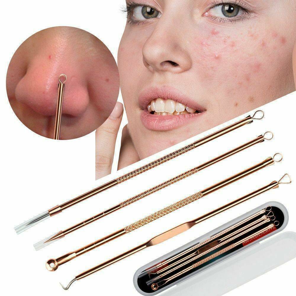 4Pcs Tool Kit Acne Extractor Remover Blackhead Pimple Needles Blemish Treatments