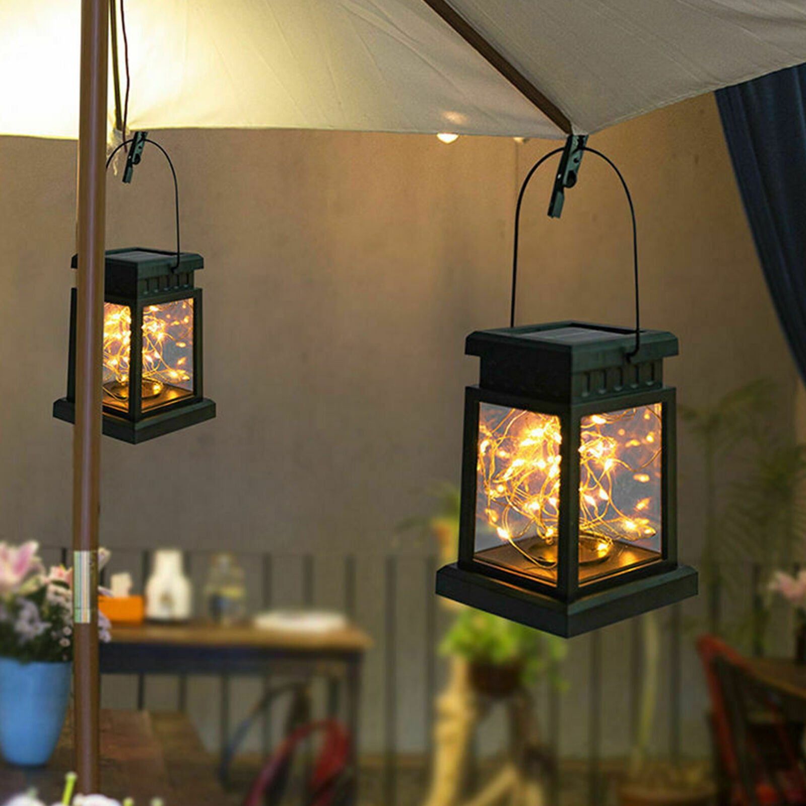 LED Solar Lantern Hanging Light outdoor Yard Patio Garden Lamp Decor Waterproof