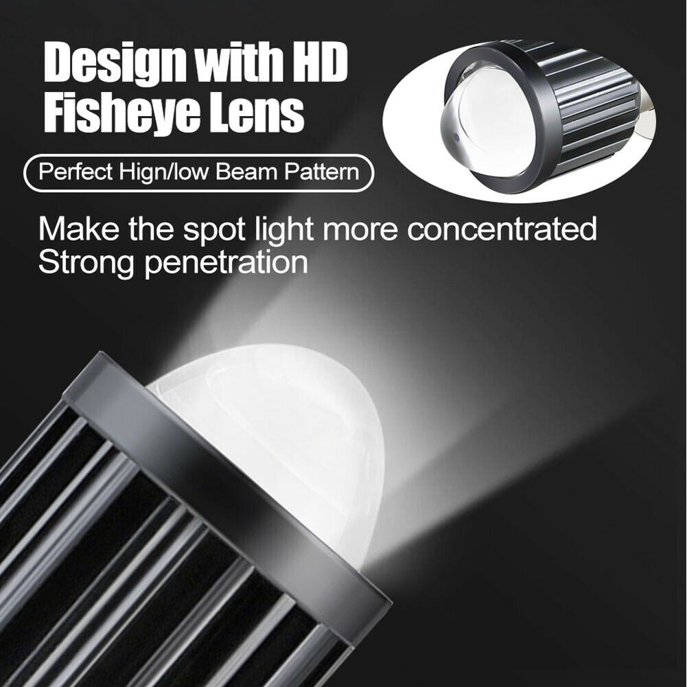 H4 LED Motorcycle Headlight Bulb Projector Lens 3000k Lo Beam 6000k Hi Beam