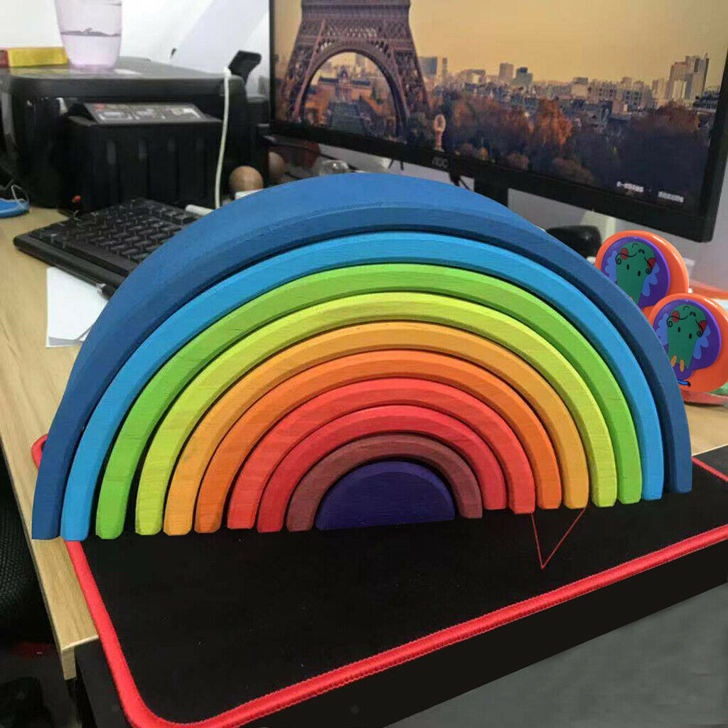 Wooden Rainbow Stacking Toddler Montessori Educational Toys Birthday Gifts