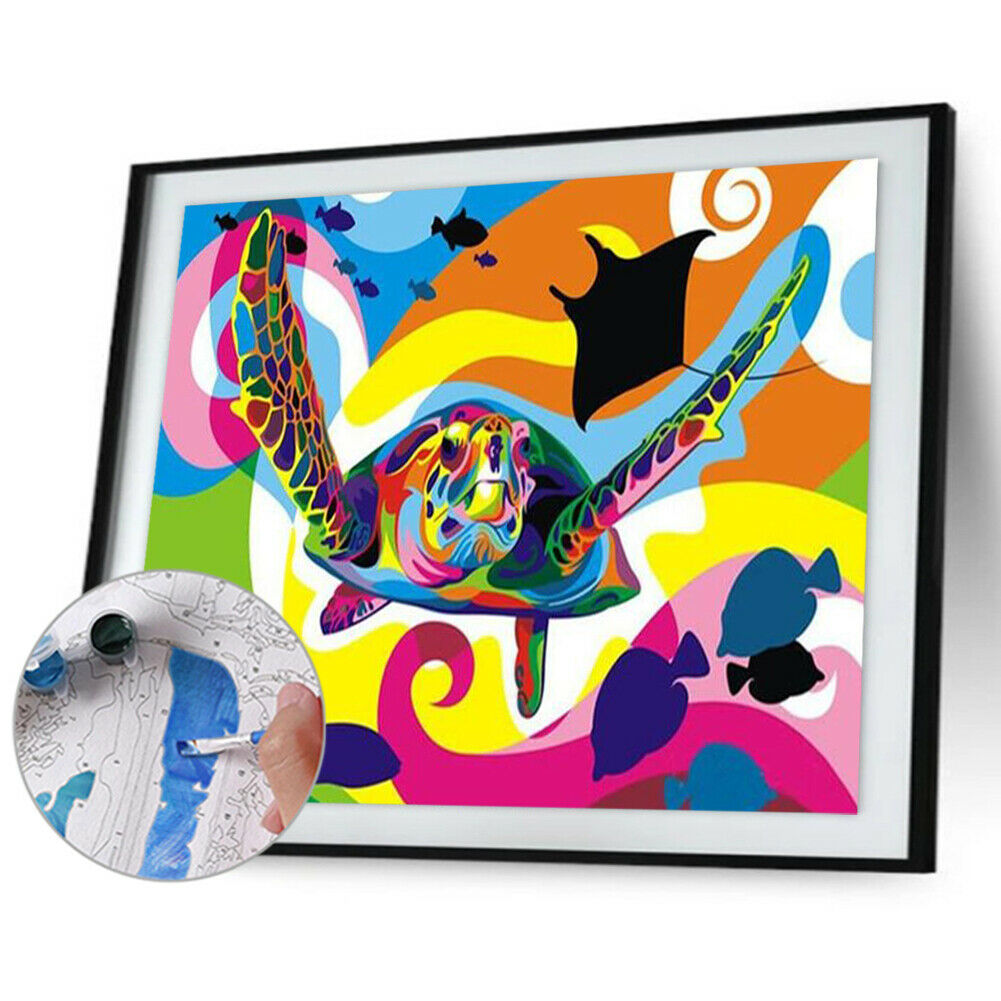 50x40cm Colorful Turtle Painting By Numbers DIY Hand Painted Wall Art Decor @