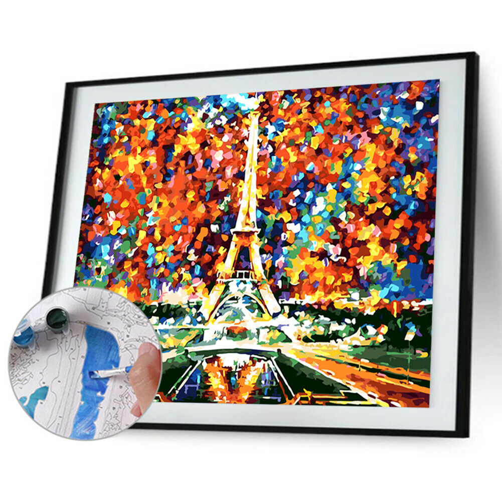 Paint By Numbers Dazzling Eiffel DIY Digital Oil Painting Canvas Picture  @