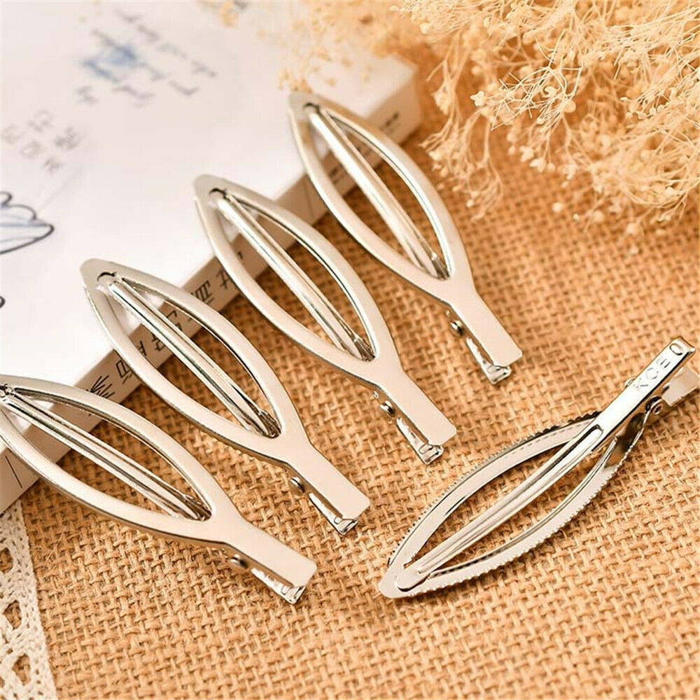 10pcs Chrome Plated Metal Hair Clips Leaf Shaped Barrette Bobby Pins Accessories