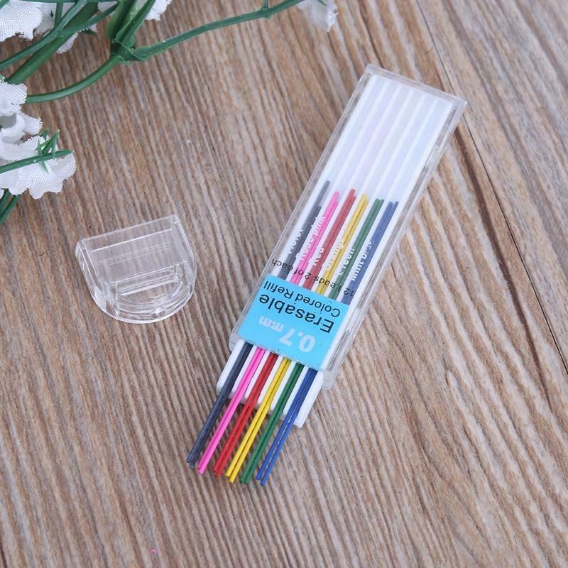 1 Box 0.7mm Colored Mechanical Pencil Refill Lead Erasable Student Stationary