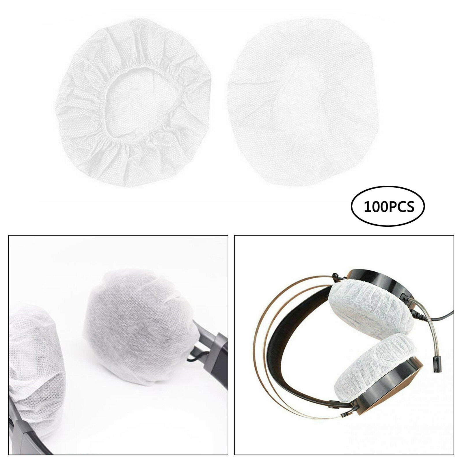 2Pairs Medium Non-Woven Fabric Disposable Headphone Covers/Earphone Covers/Ear