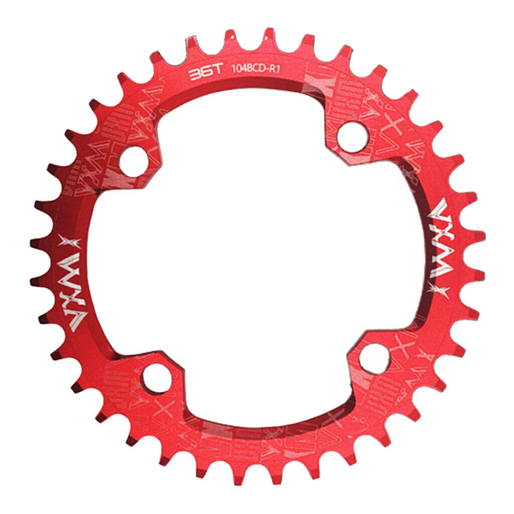 Bike Chainring 104 BCD Narrow Wide Chain Ring Chainwheel Sprockets Red 38T