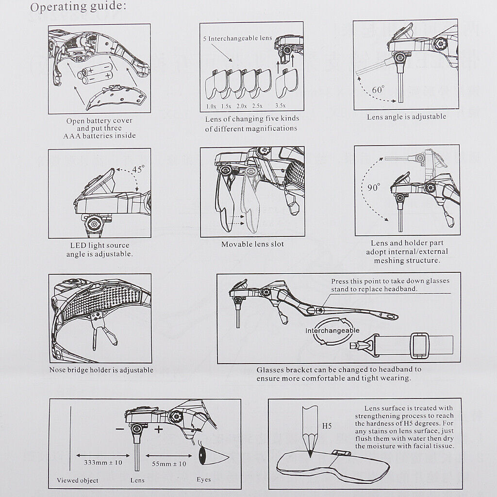 2 Set Head Magnifier Lighted Magnifying Glass for Eyelash Extensions Tattoo