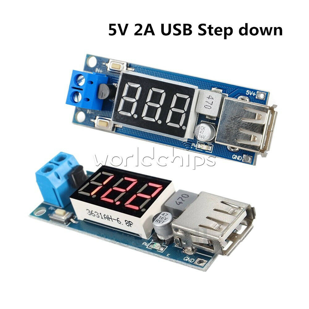 2 in1 4.5-40V DC To 5V 2A USB Charger DC-DC Step-Down Converter Voltmeter Module