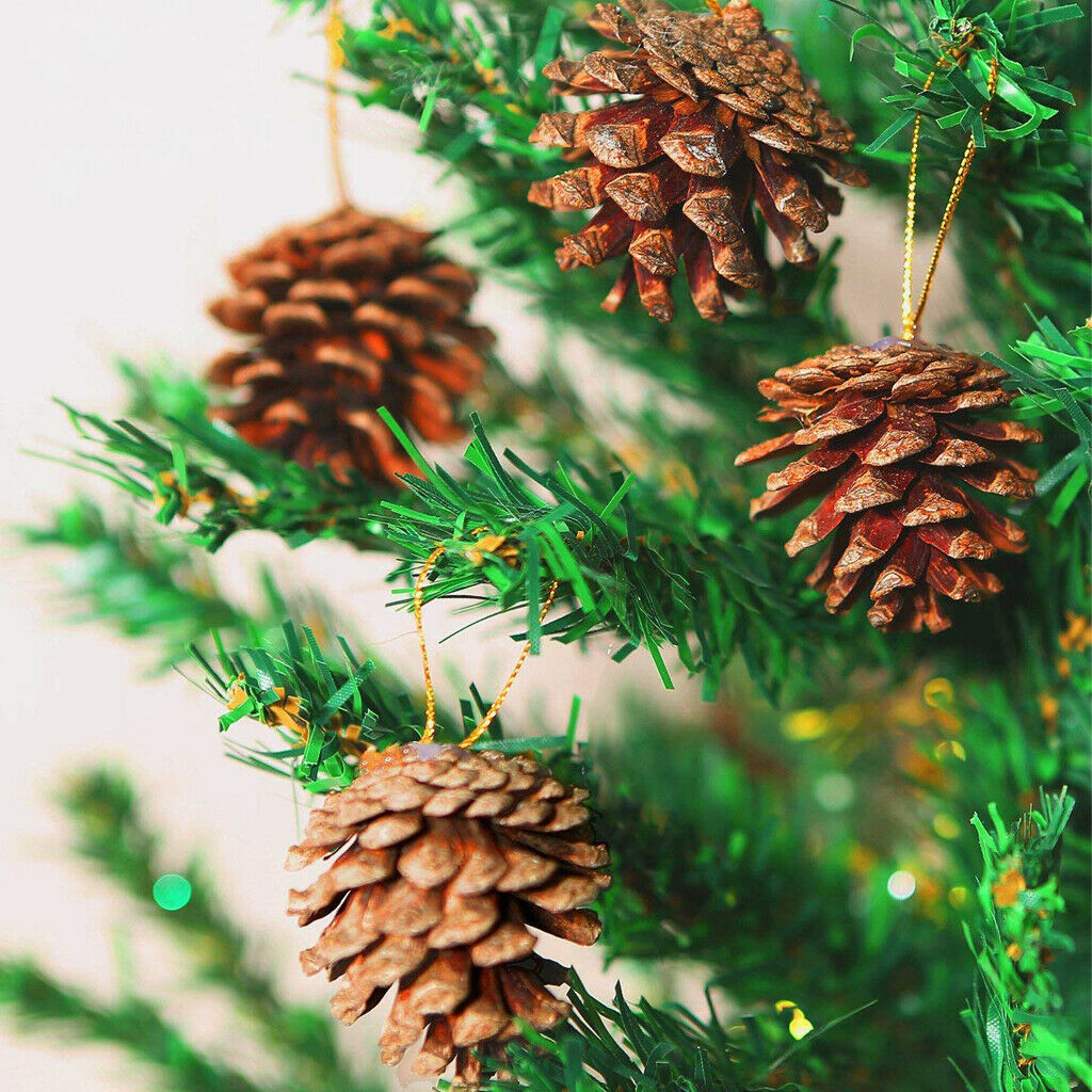 36pcs Suntan Pine Cone Crafts Charms For Christmas Tree Home Hanging Decor