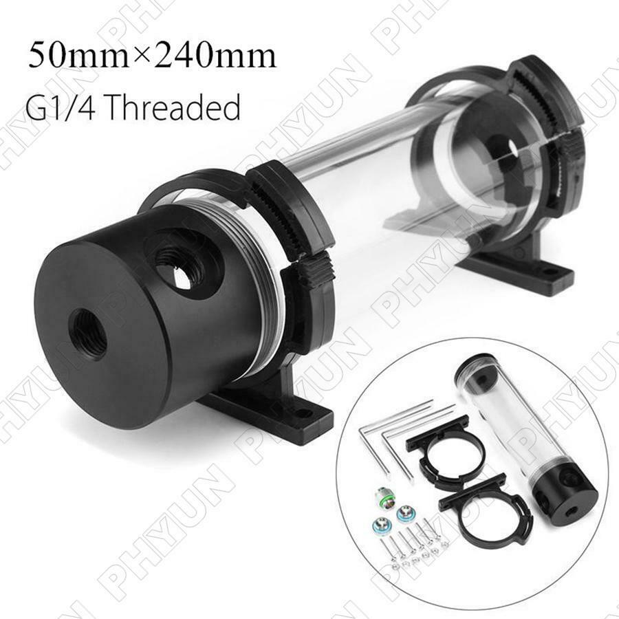 Cylinder Reservoir Water Tank G1/4 50x240mm PC Computer Liquid Cooling Radiator