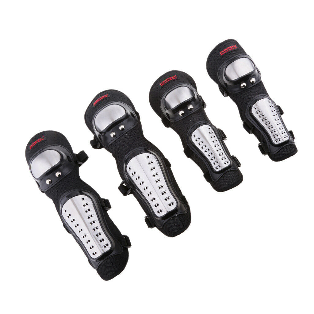 Alloy Steel Motorcycle ATV Motocross Elbow Knee Shin Guard Pads Protector