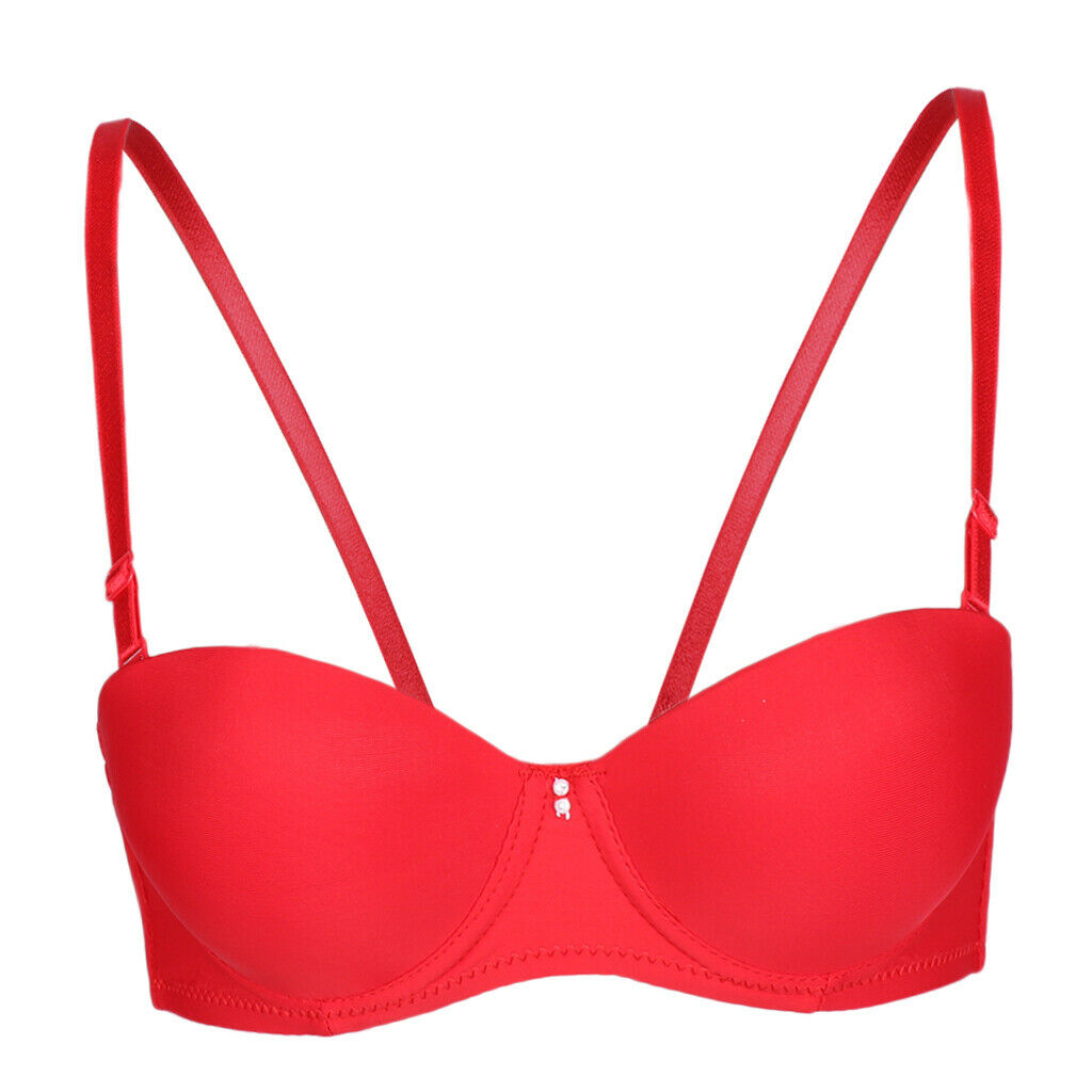 Pure Color Push Up Bra For Women - Red, 36AB