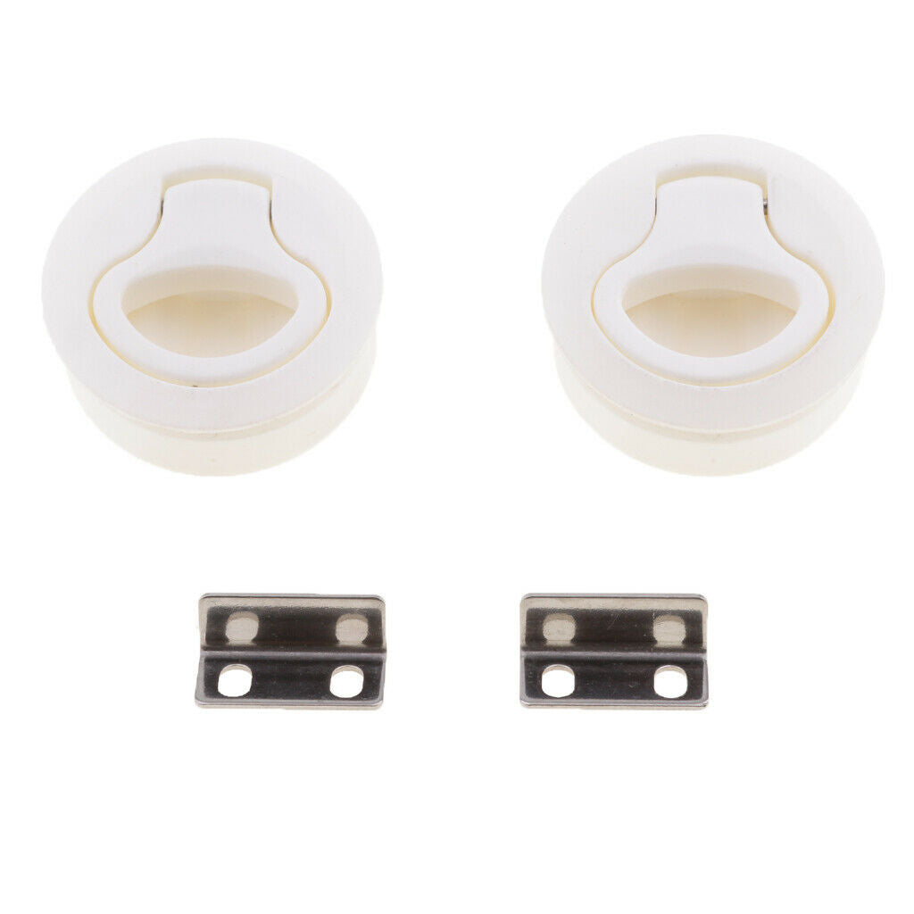 Pair Marine Hatch Latches Turning Lock Lift Handle Nylon White