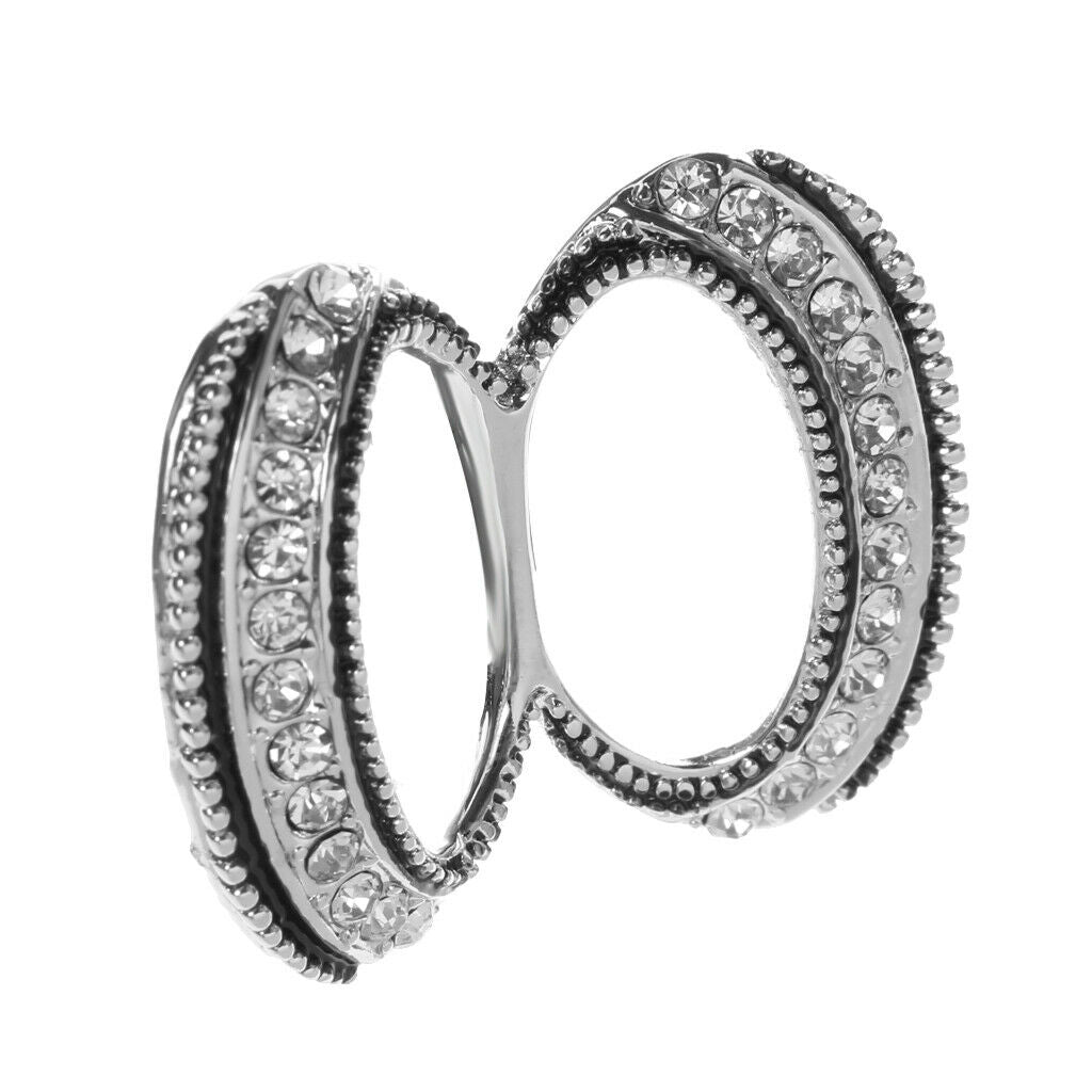 2pcs Crystal Oval Scarf Ring Elegant Simple Design Metal Scarf Jewelry Gift