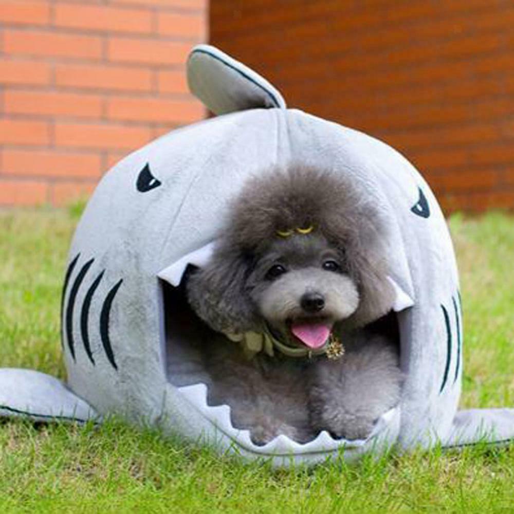 Cat Pet Shark Bed Puppy Dog Cuddly Pillow Mat Nesting Rest Pink