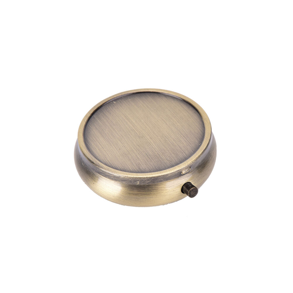 Metal Round Pill Box Medicine Organizer Container Jewellery Case Storage B Lt