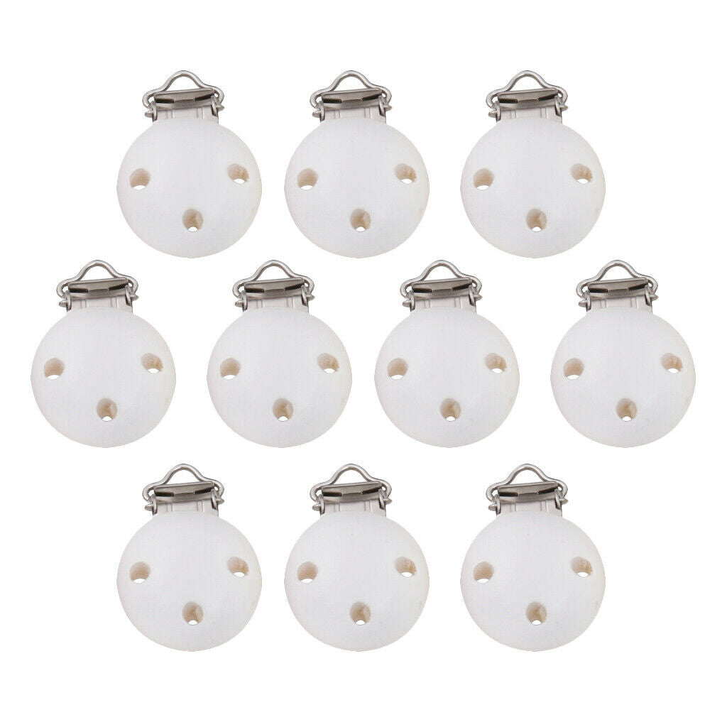 10Pcs Baby Dummy Soother Clip Toddler Wooden Holder Strap Round Shower DIY