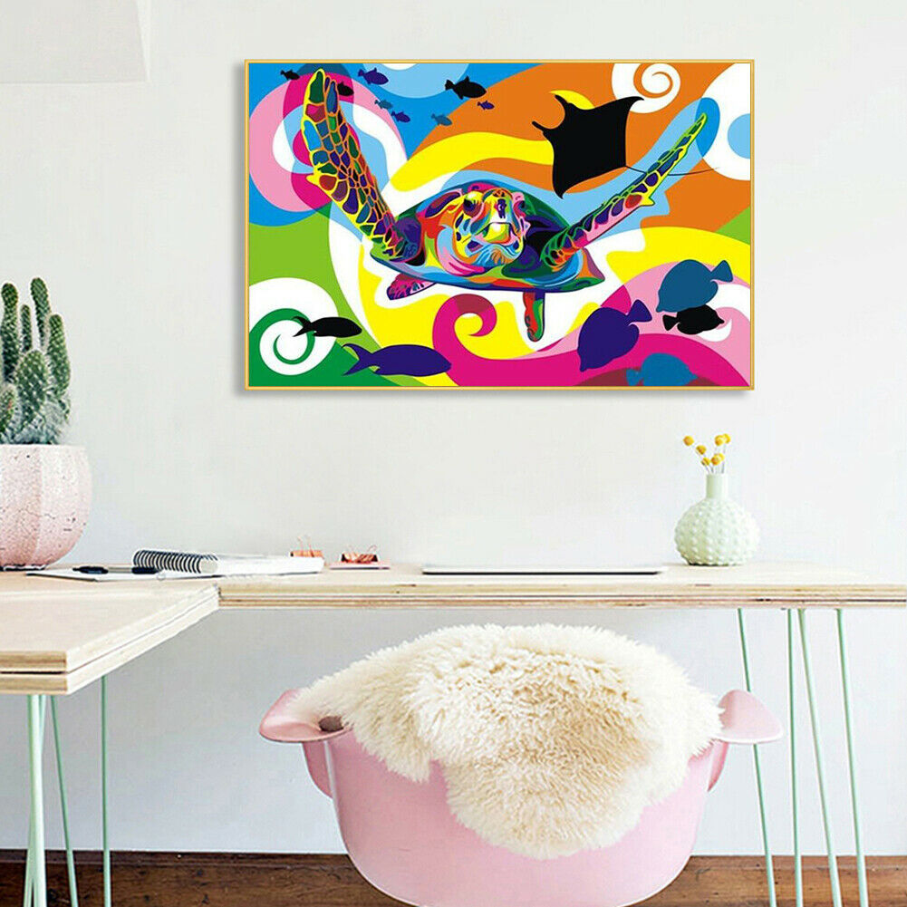 50x40cm Colorful Turtle Painting By Numbers DIY Hand Painted Wall Art Decor @