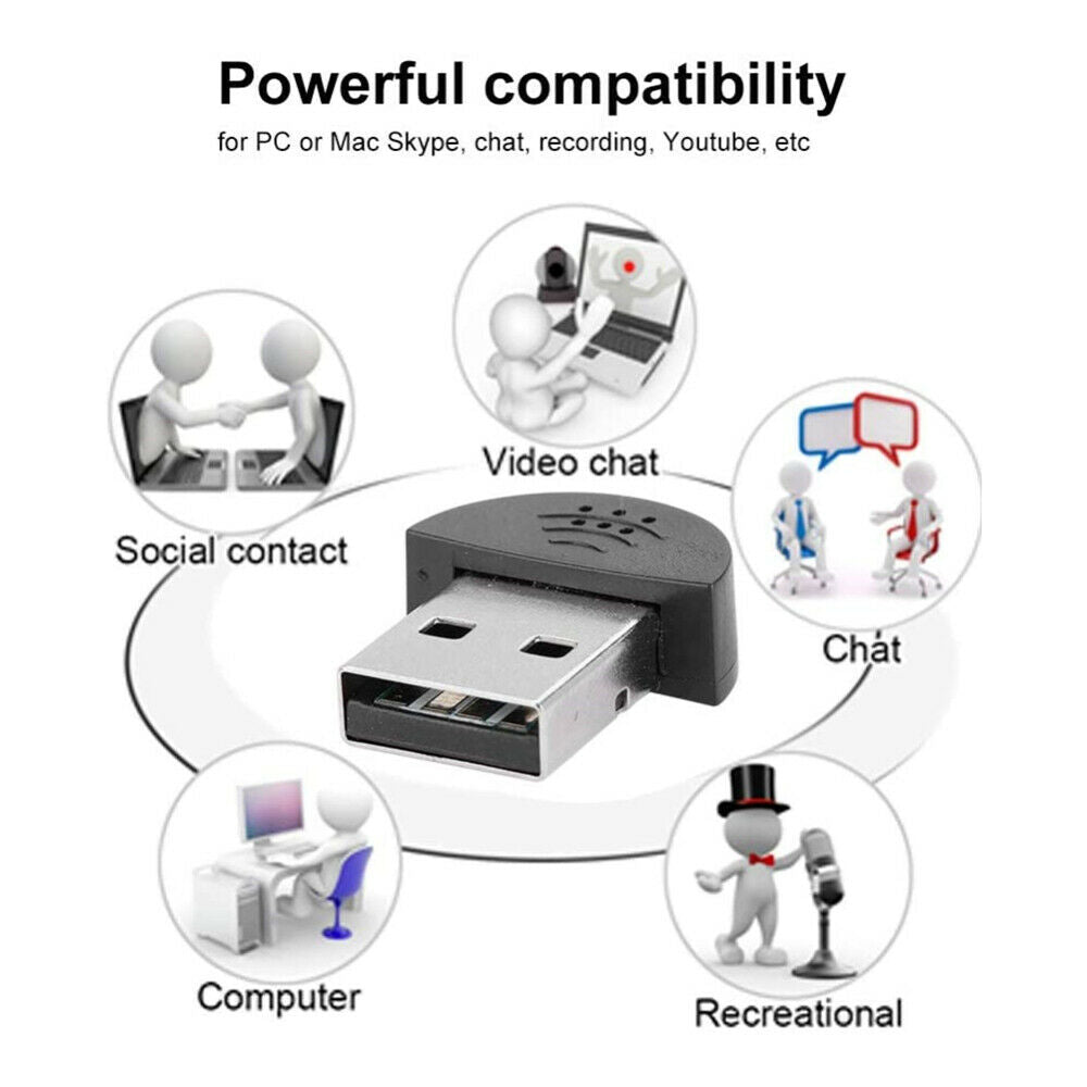 For Computer PC Mini 2.0USB Studio Speech Microphone Recording Audio MIC Adapter