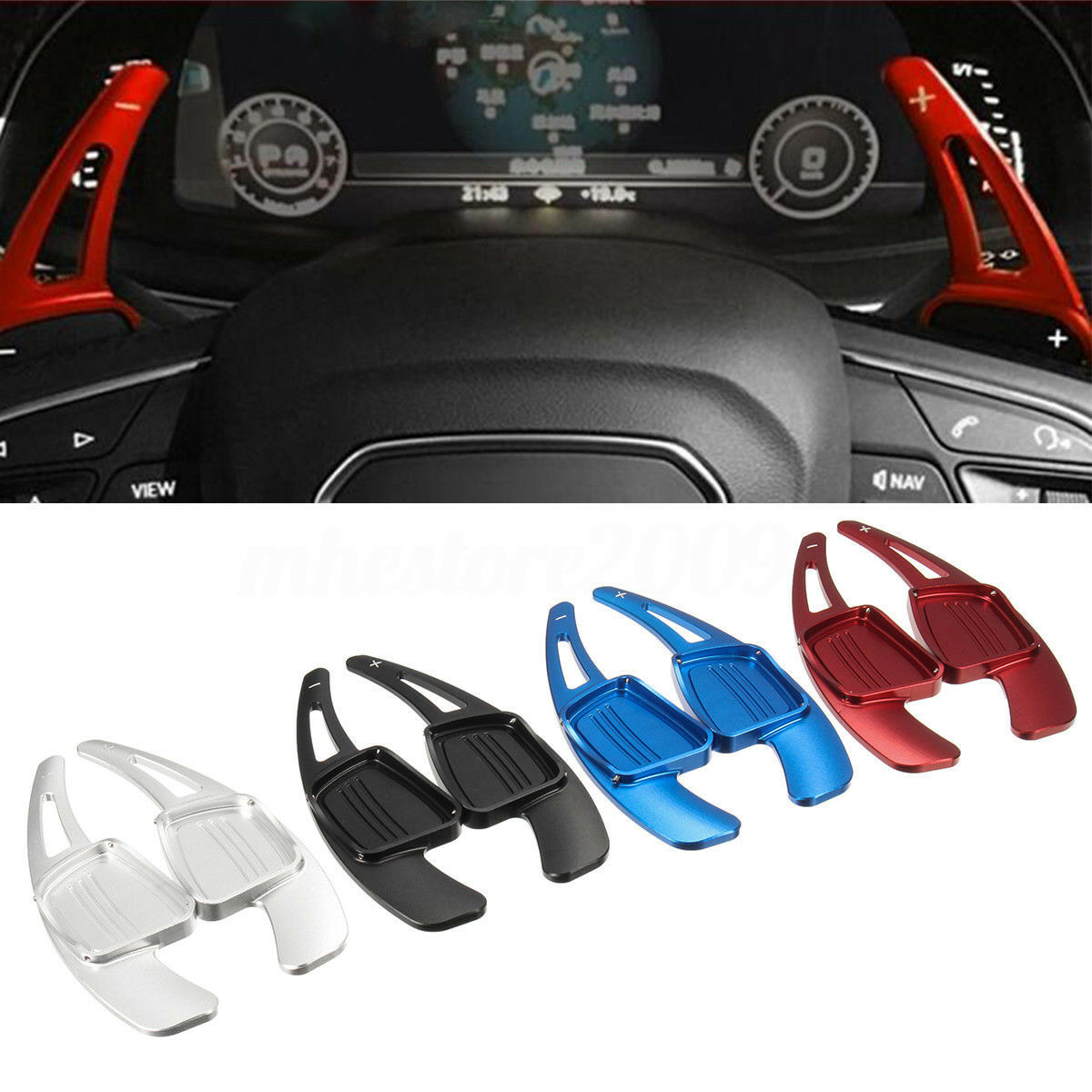 Blue Aluminum Steering Wheel Shift Paddle Extension For 15-17 Audi A4 A4L Q7 TT