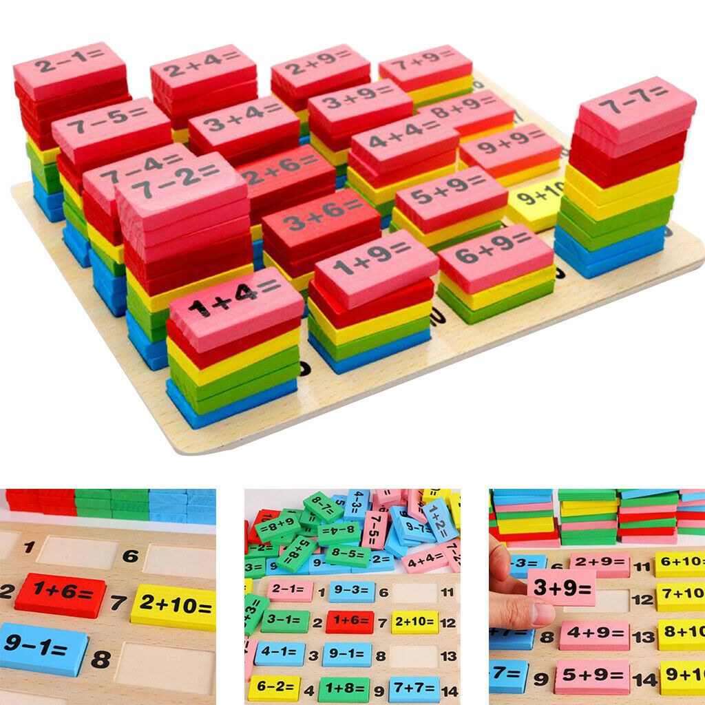 110x Colorful Wooden Math Counting Domino Classroom Mathematics Toys Funny